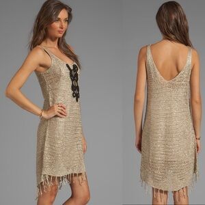 Free people knit dress boho gold sequin New Years NWOT medium